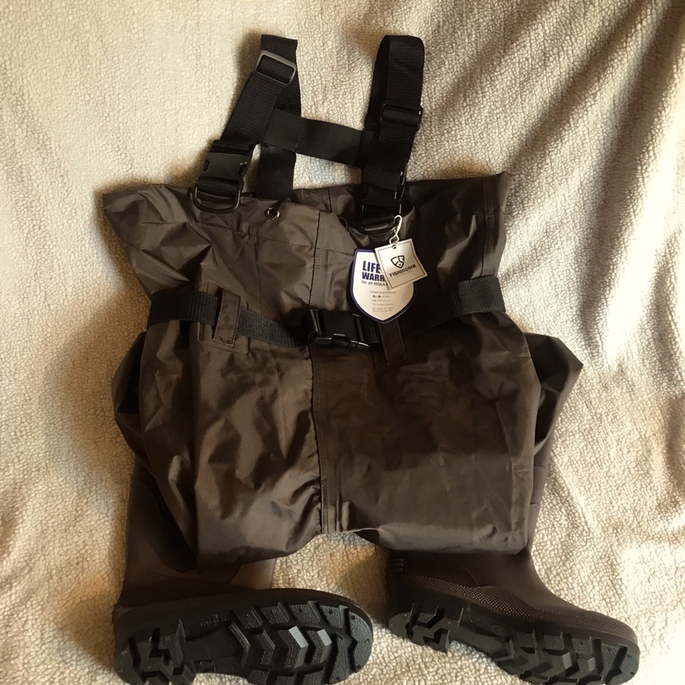 FishingSir PVC Chest Waders, Waterproof, BRN, Boot Size 7